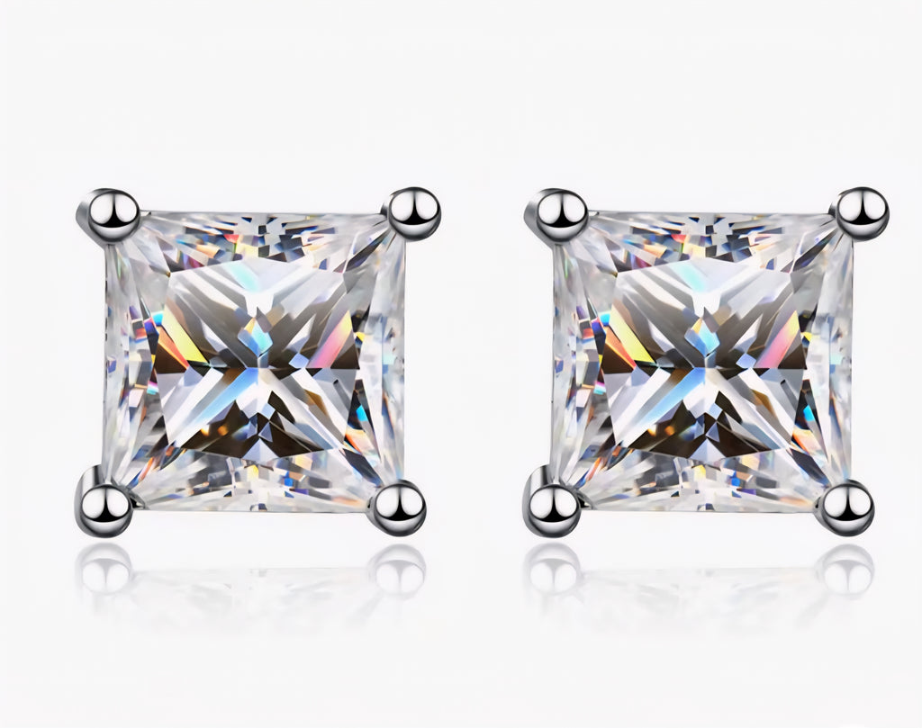 Moissanite Princess Cut Earrings 925 Silver