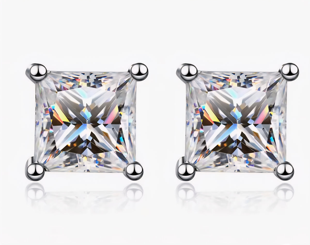 Moissanite Princess Cut Earrings 925 Silver