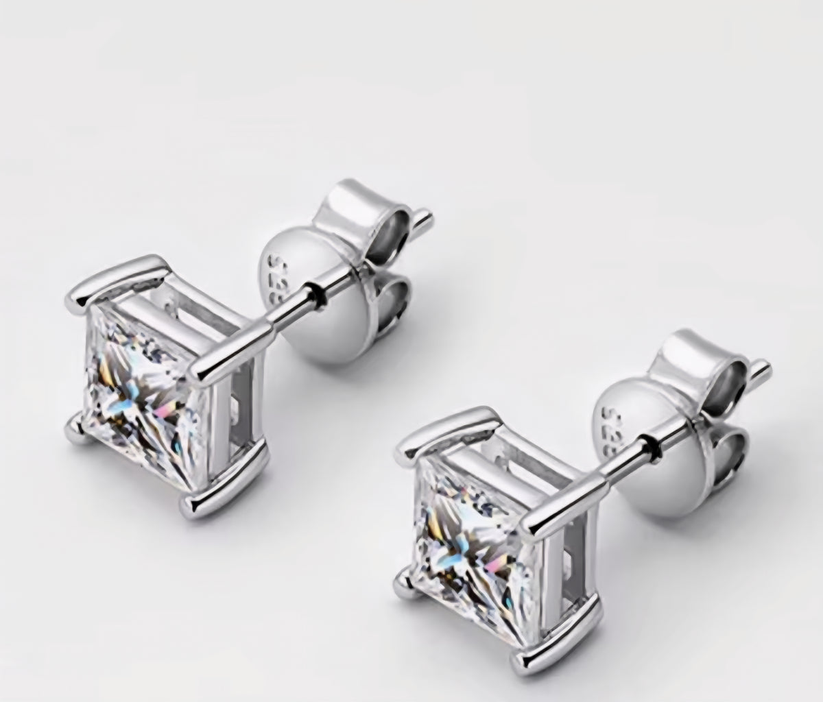 Moissanite Princess Cut Earrings 925 Silver
