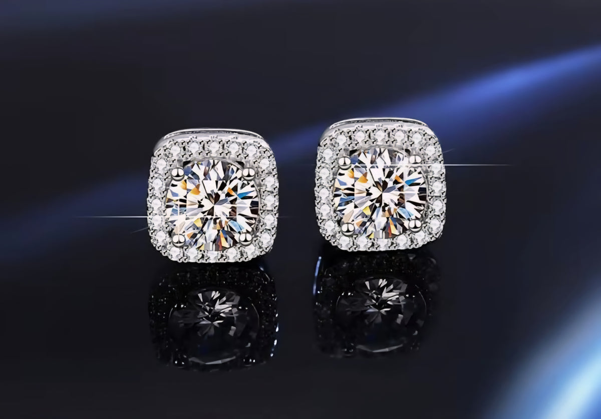 Moissanite 925 silver earrings