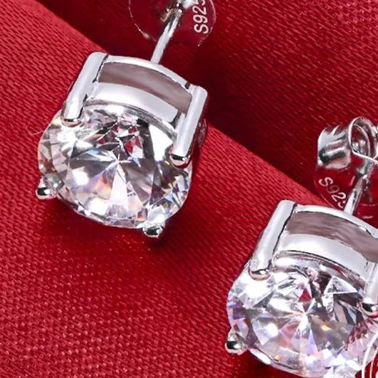Moissanite stud earrings close up