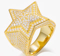 Moissanite Star Ring 925 Silver & Plated 18k Gold