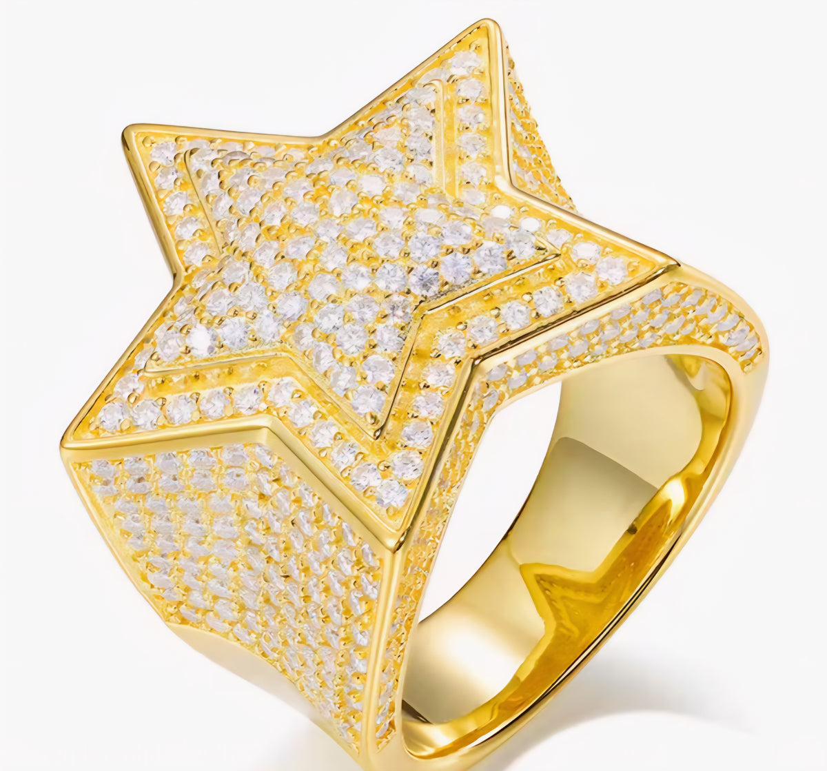 Moissanite Star Ring 925 Silver & Plated 18k Gold